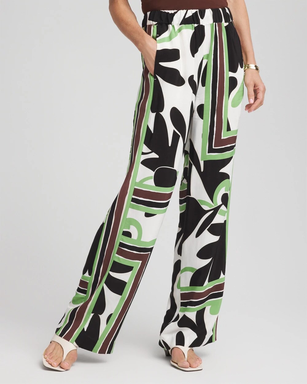 Chico's Printed Silky Soft Pants Ecru