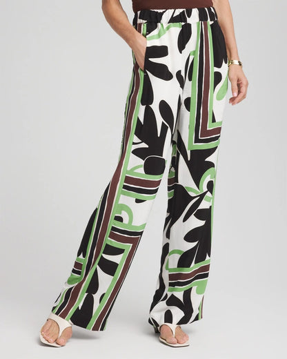 Chico's Printed Silky Soft Pants Ecru
