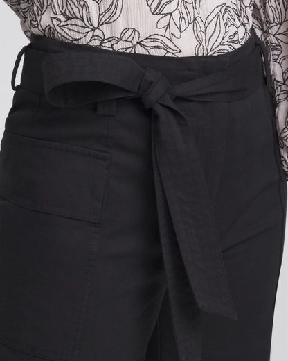 Chico's Belted Twill Utility Cropped Pants Black