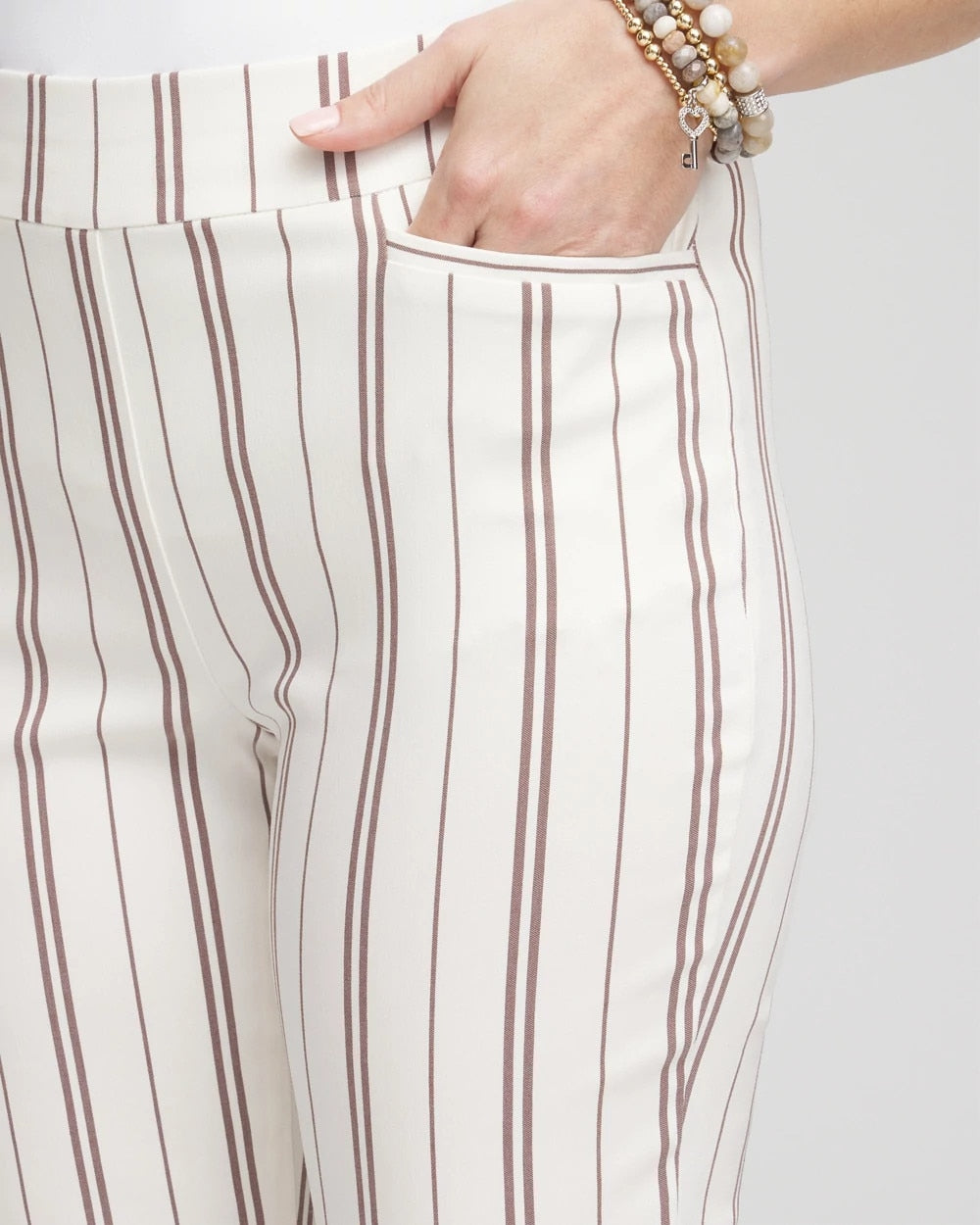 Chico's Petite Brigitte™ Striped Ankle Pants Alabaster