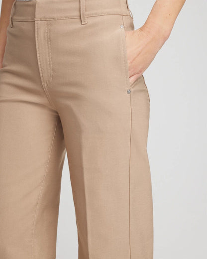 Chico's Petite Cotton Straight-Leg Trousers Cattail Brown