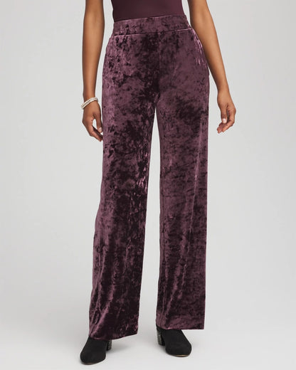 Chico's Crushed Velvet Wide-Leg Pants Night Bloom