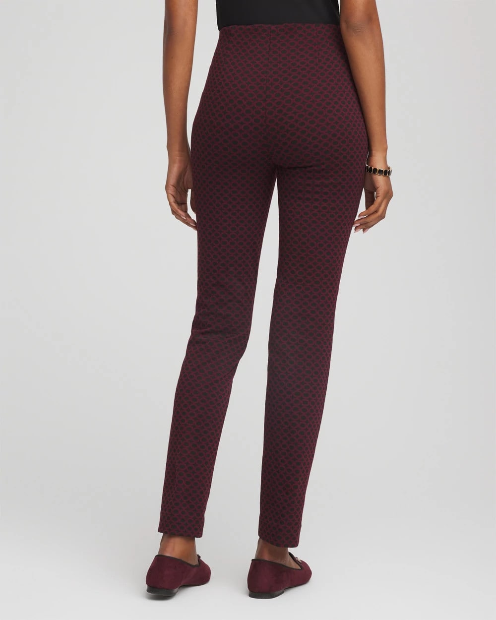 Chico's Circle Jacquard Juliet Slim Ankle Pants Black