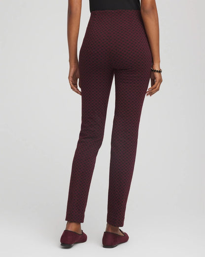 Chico's Circle Jacquard Juliet Slim Ankle Pants Black