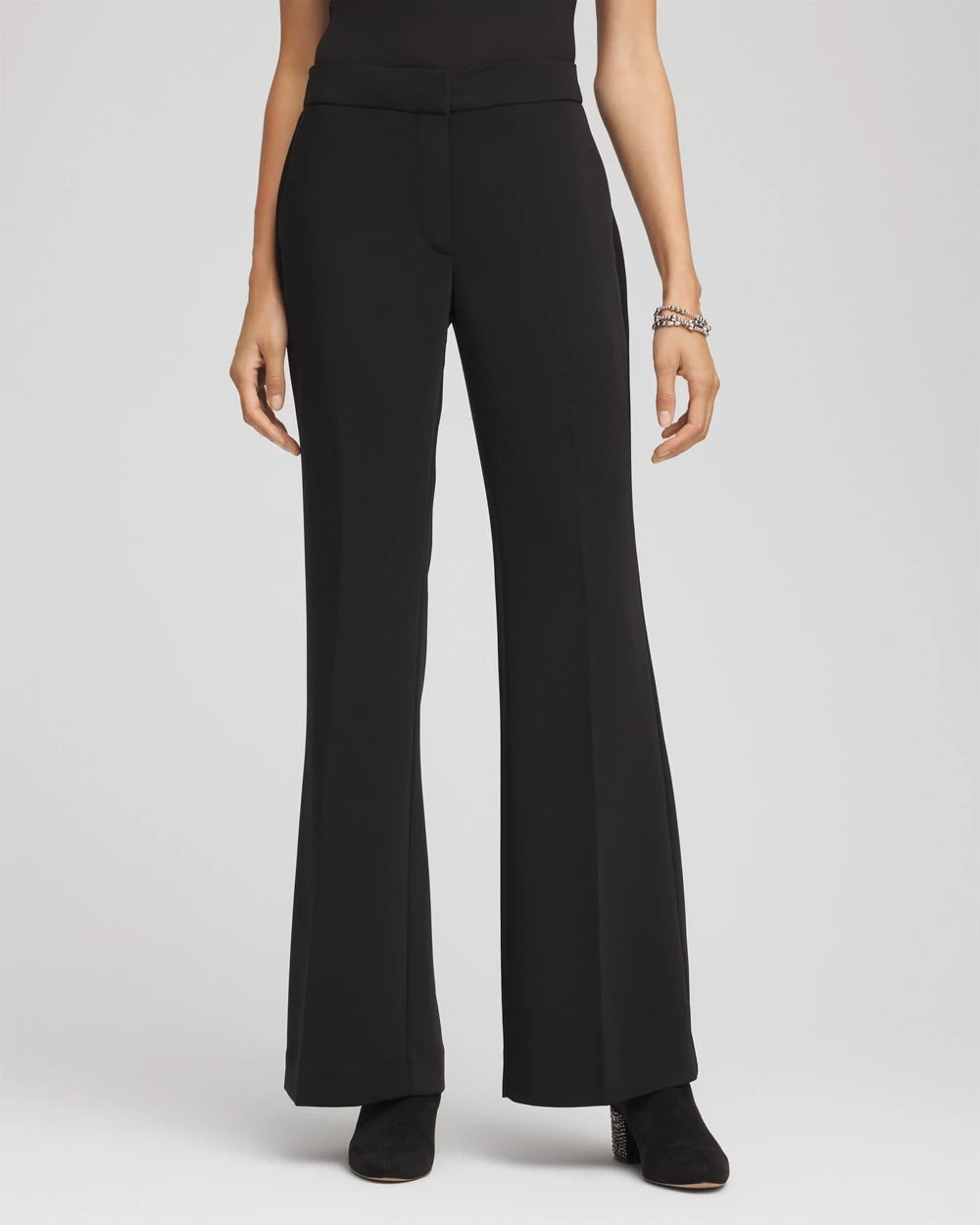 Chico's Crepe Flared Trouser Pants Black