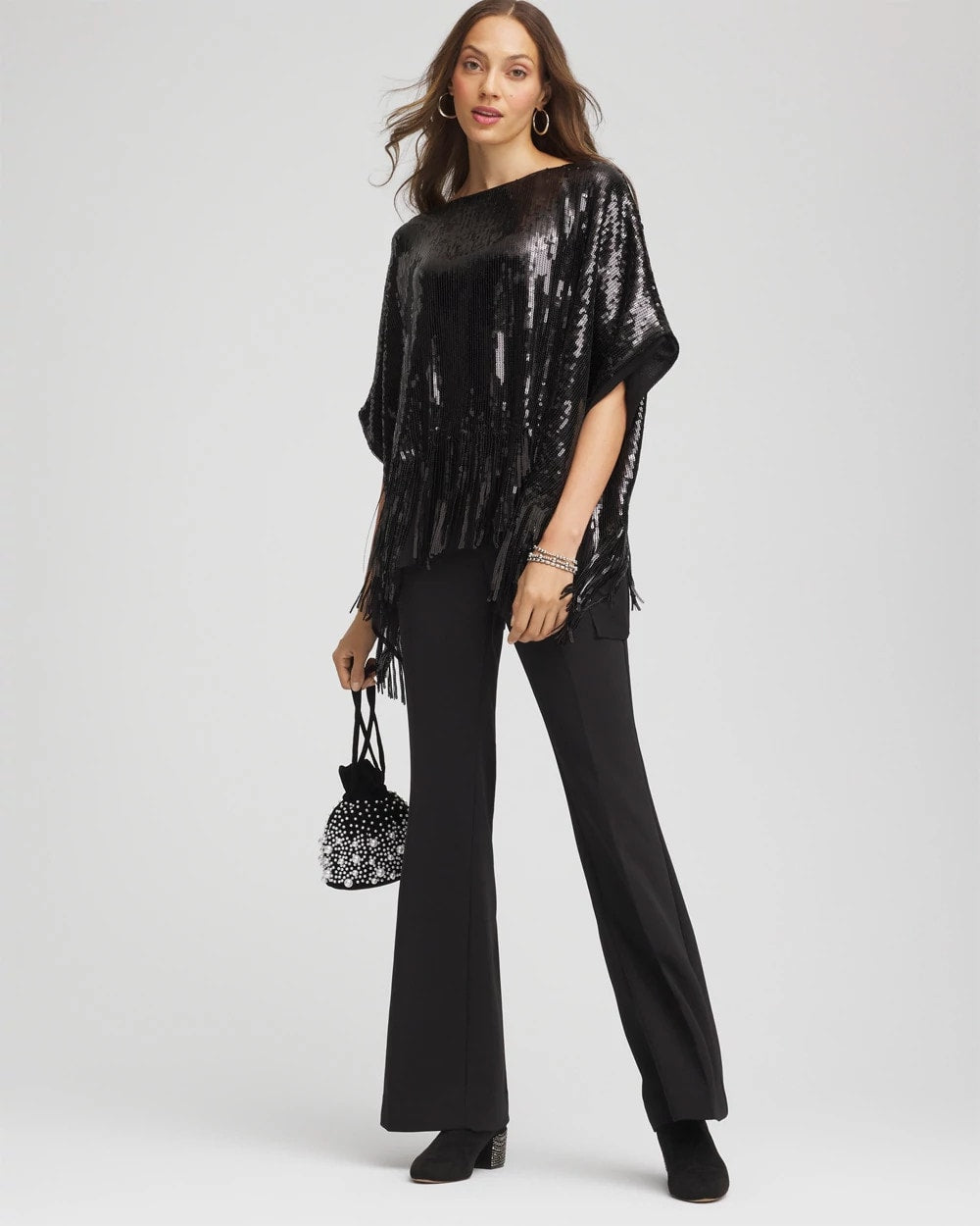 Chico's Crepe Flared Trouser Pants Black