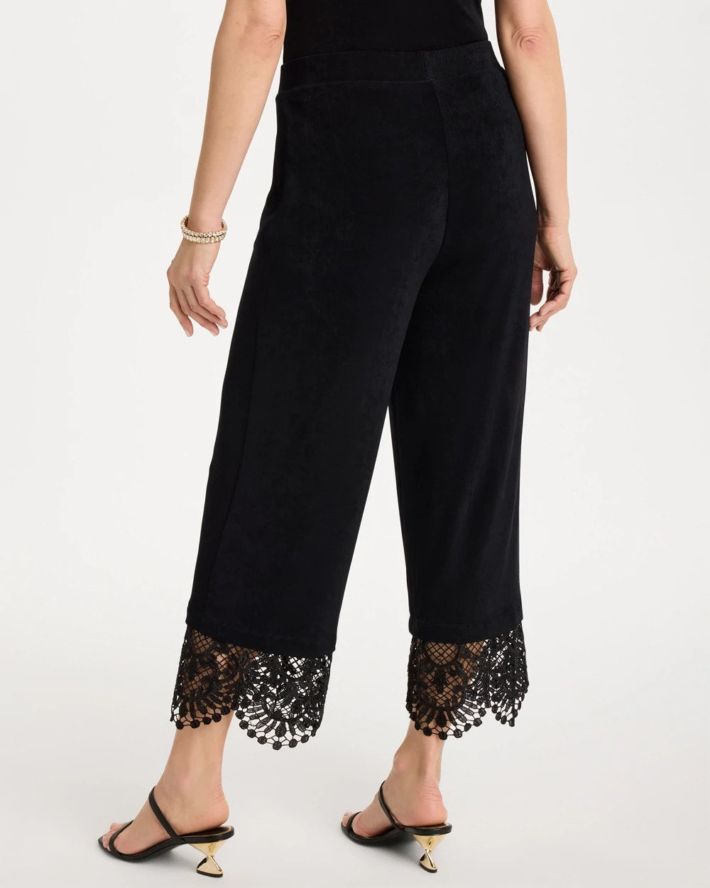 Chico's Travelers™ Lace Trim Cropped Pants Travelers Black