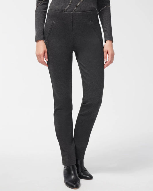 Chico's Juliet Trim Detail Ponte Pants Graphite Heather Gray