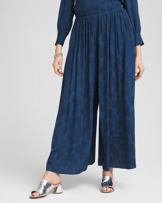 Chico's Jacquard Culotte Wide-Leg Pants Seaport