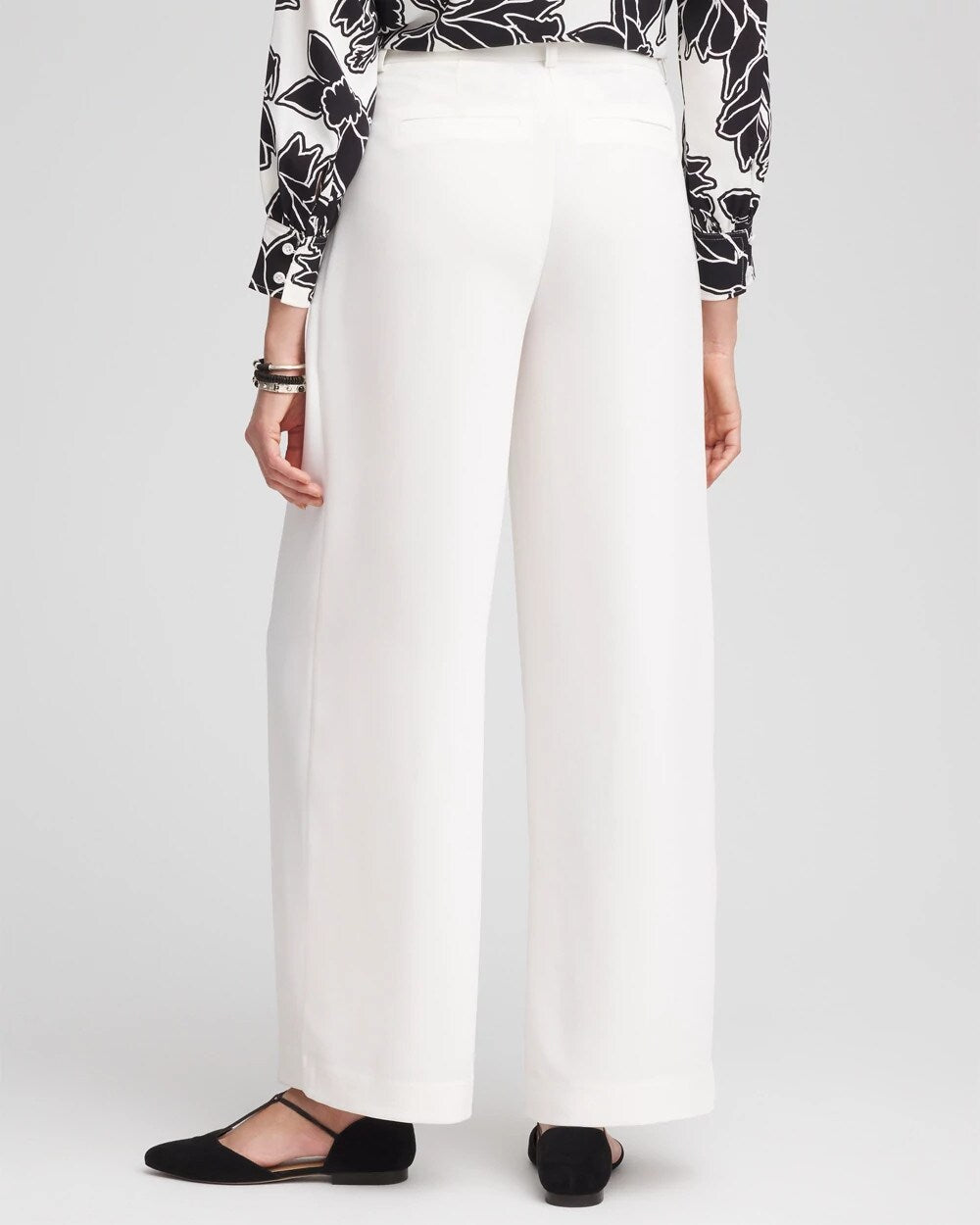 Chico's Crepe Pleated Relaxed Pants Ecru