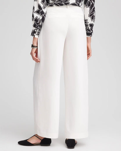 Chico's Crepe Pleated Relaxed Pants Ecru