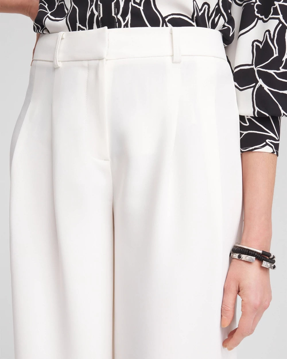 Chico's Crepe Pleated Relaxed Pants Ecru