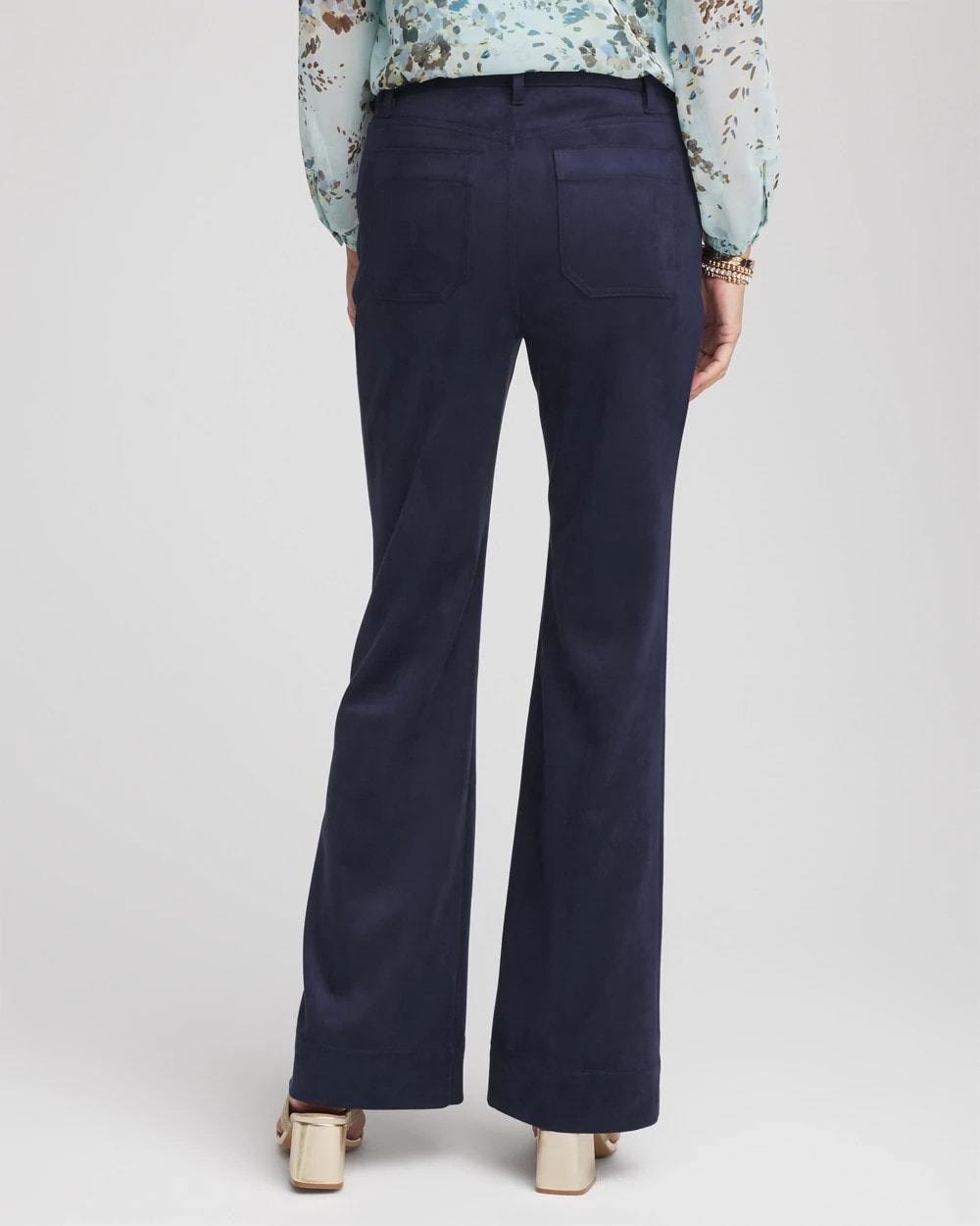 Chico's Faux Suede Bootcut Ankle Pants Passport Blue