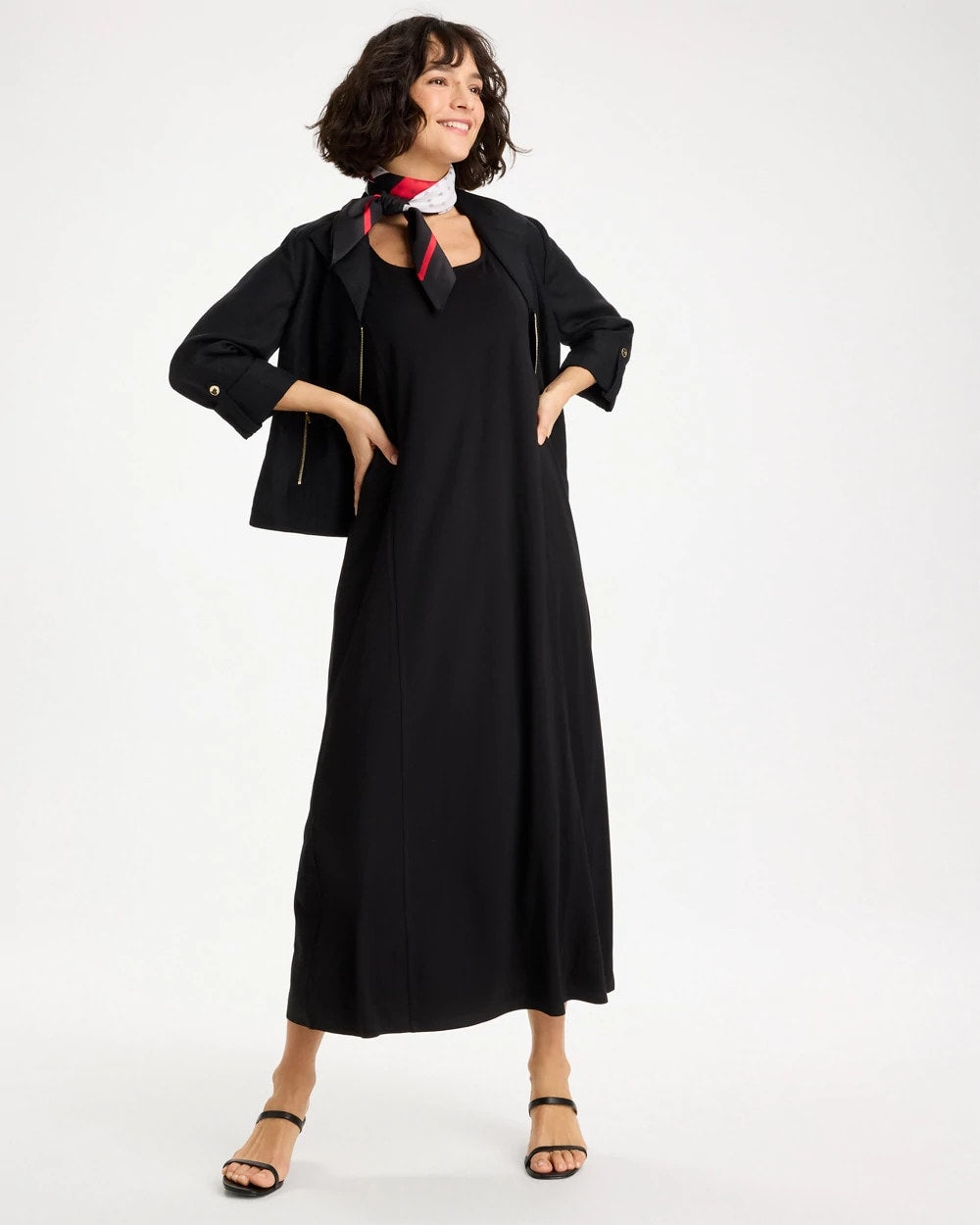 Chico's Ponte Seamed Maxi Dress Black