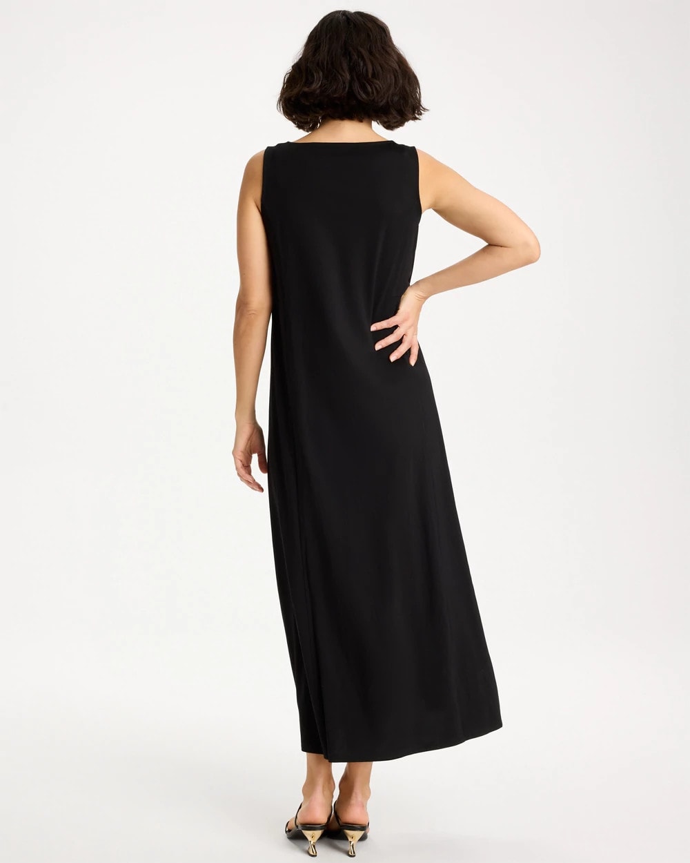 Chico's Ponte Seamed Maxi Dress Black