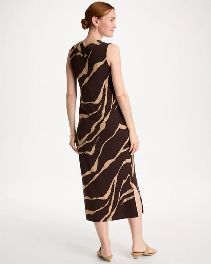 Chico's Travelers™ Zebra Double V-Neck Maxi Dress Cocoa Bean