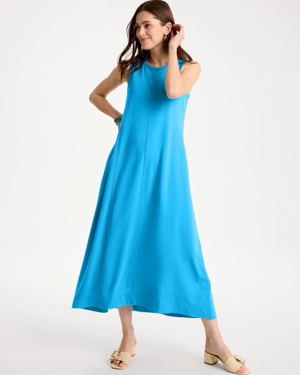Chico's Jersey Knit Maxi Dress Blue Tide
