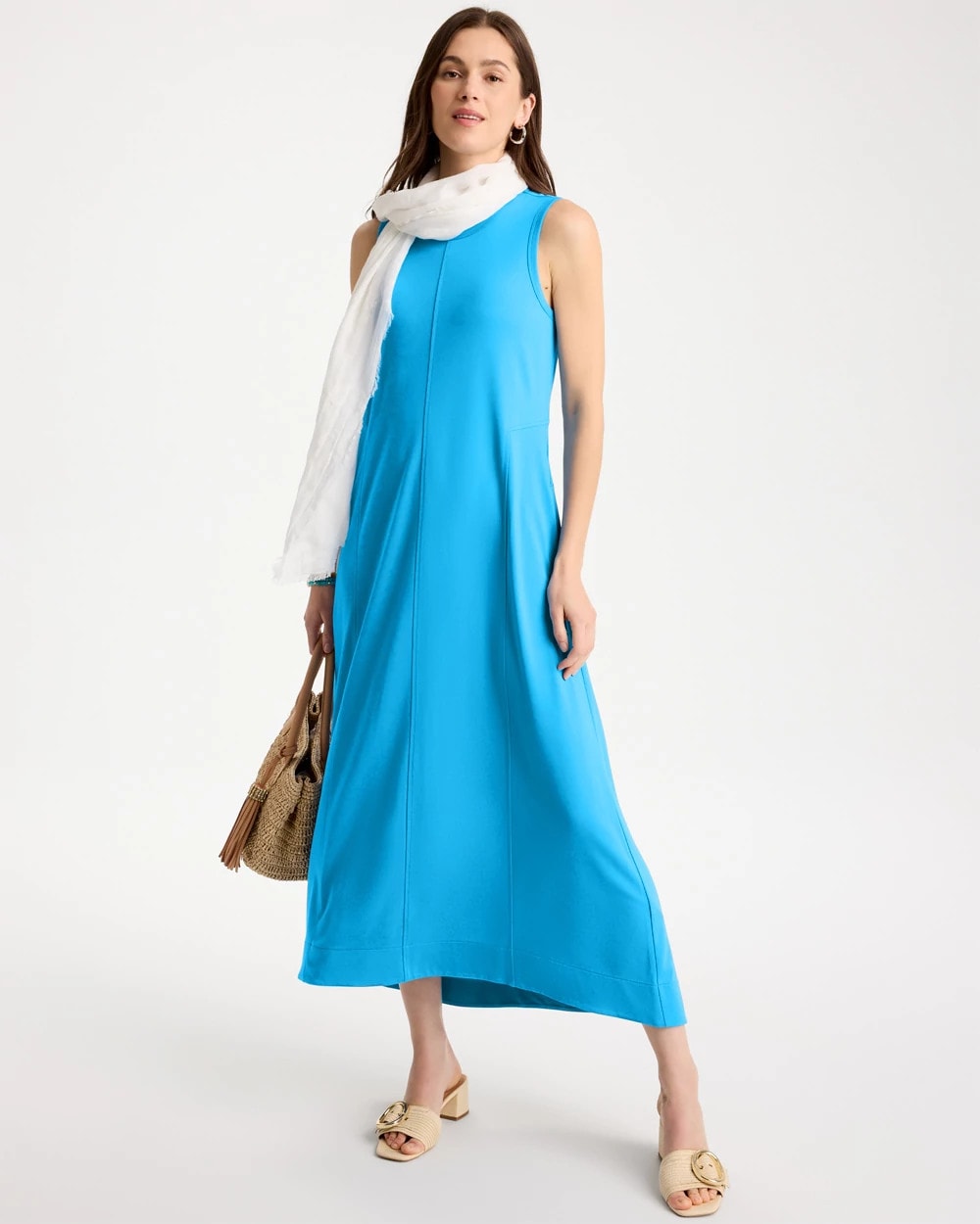 Chico's Jersey Knit Maxi Dress Blue Tide