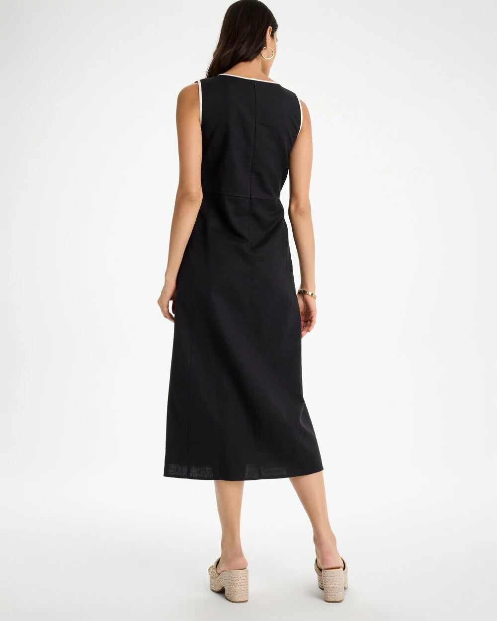 Chico's Sleeveless Surplice Linen Dress Black