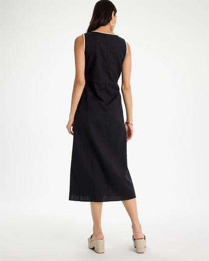 Chico's Sleeveless Surplice Linen Dress Black