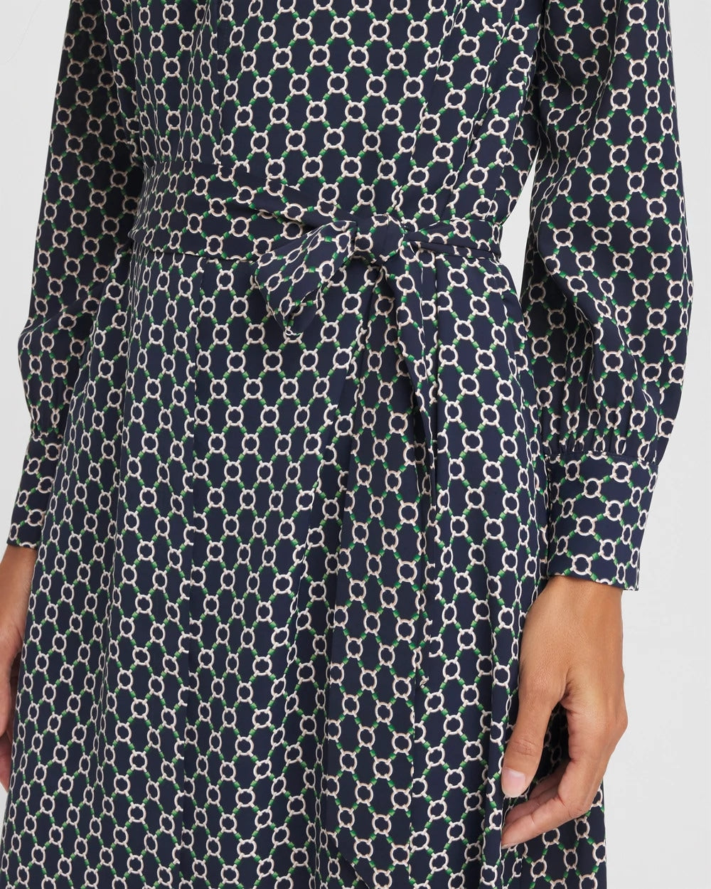 Chico's Chain Print Maxi Shirtdress Passport Blue