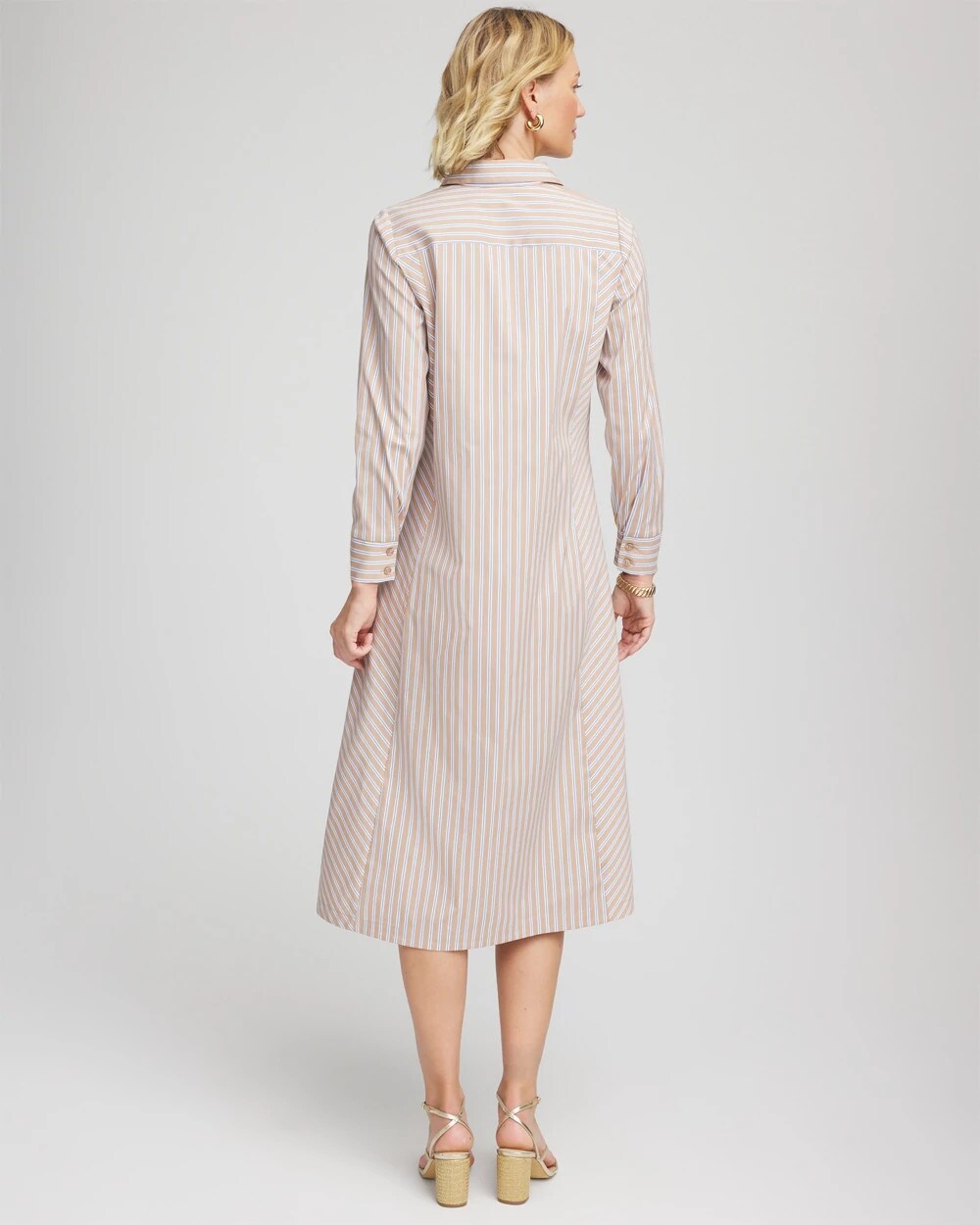Chico's Vanilla Chai Striped Shirtdress Vanilla Chai