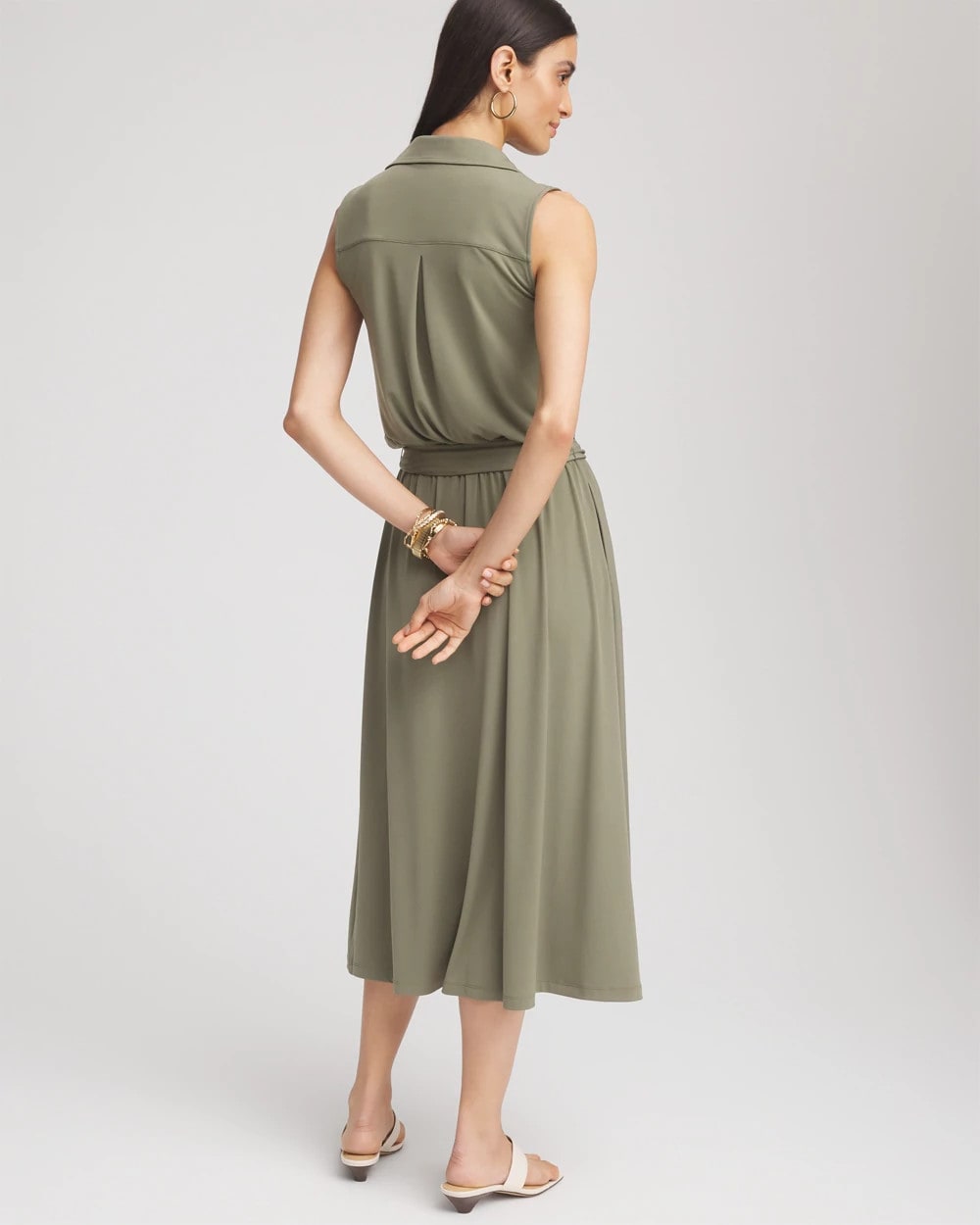 Chico's Travelers™ Knit Sleeveless Shirtdress Dusty Olive