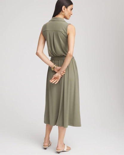 Chico's Travelers™ Knit Sleeveless Shirtdress Dusty Olive