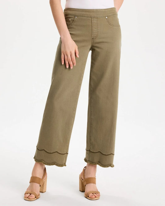 Chico's Scallop Pull-On Wide-Leg Crop Jeans Lichen