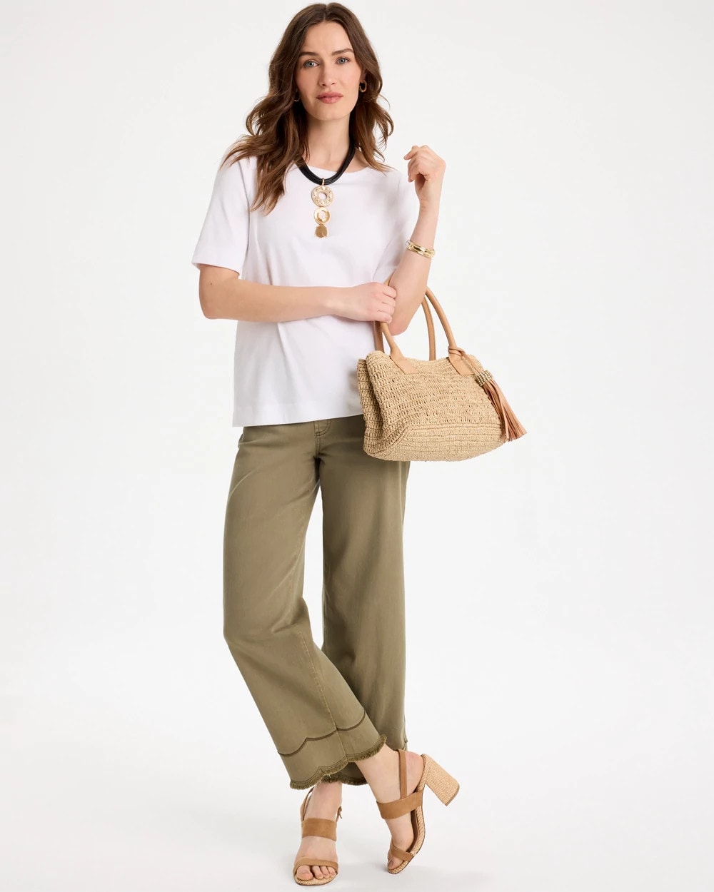 Chico's Scallop Pull-On Wide-Leg Crop Jeans Lichen