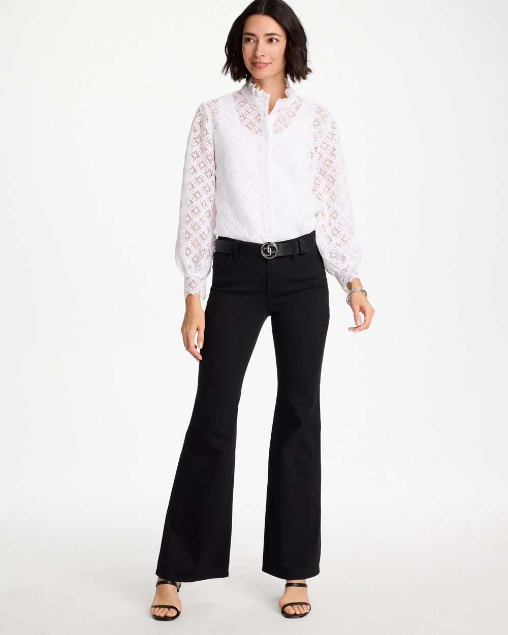 Chico's Petite Girlfriend Flared Leg Jeans Black