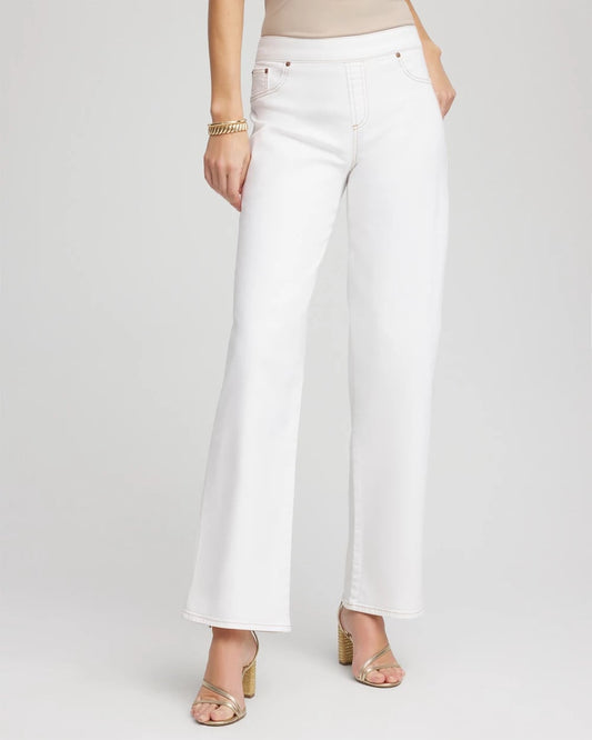 Chico's Petite Seeded Pull-On Wide-Leg Jeans Natural Seeded