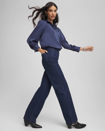 Chico's Pull-On Wide-Leg Trouser Jeans Bridge Street Rinse