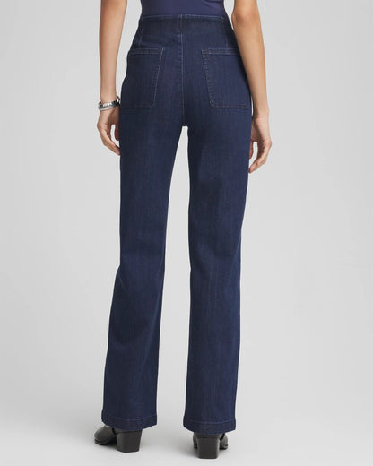 Chico's Pull-On Wide-Leg Trouser Jeans Bridge Street Rinse