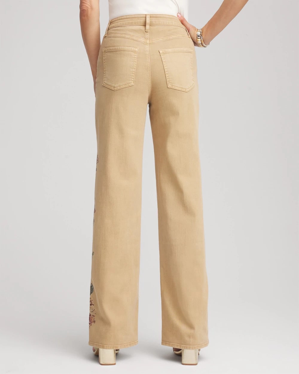 Chico's Embroidered High-Rise Wide-Leg Jeans Cafe Aroma