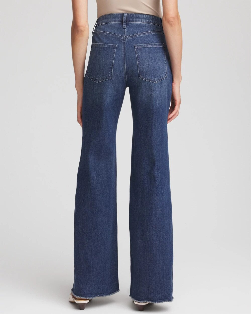 Chico's Embellished Frayed Flared-Leg Jeans Irvina Indigo