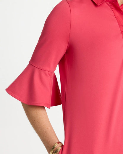 Chico's Knit Flounce Sleeve Dress Hot Honeysuckle