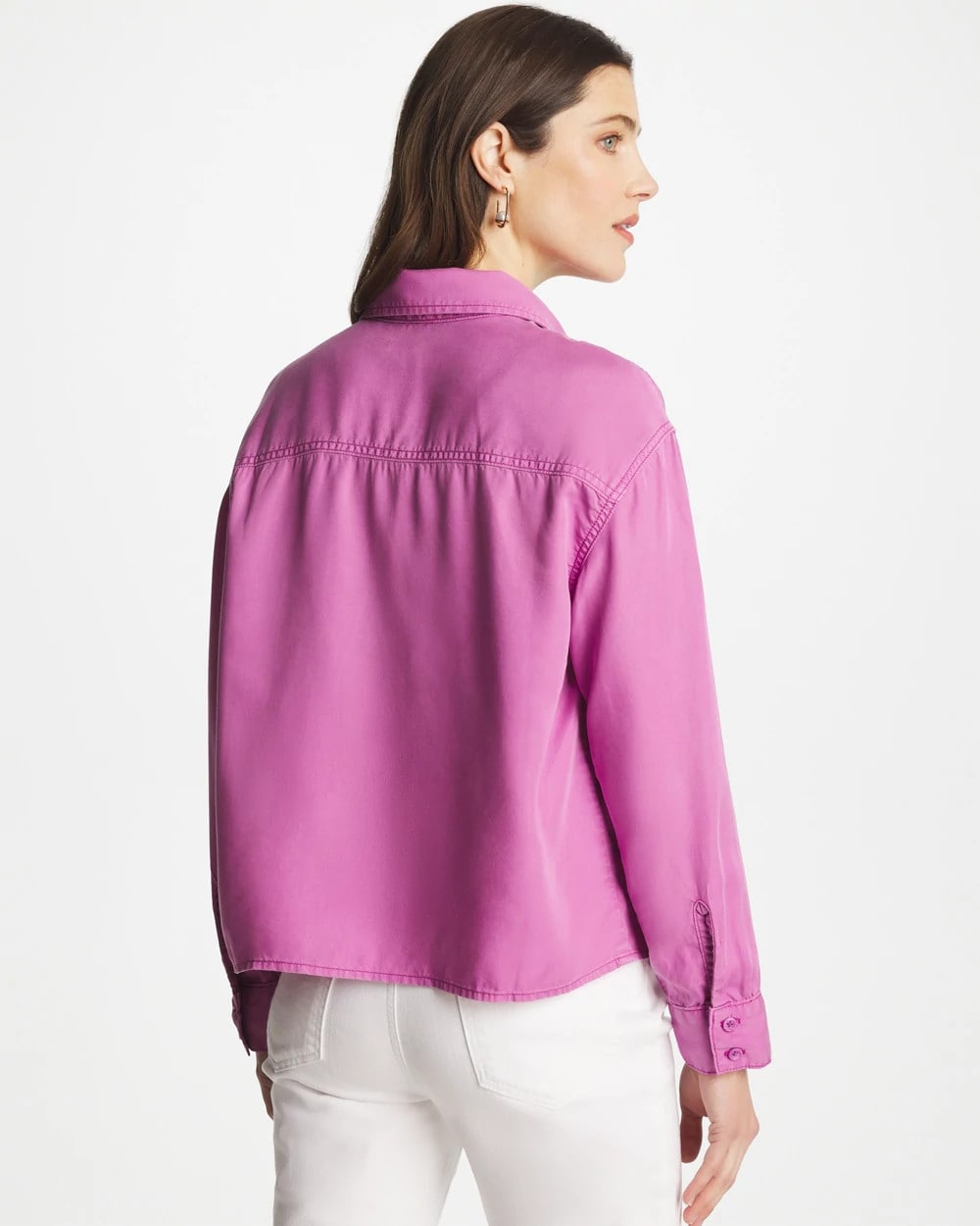 Chico's Classic Collared Denim Shirt Violet Shadow