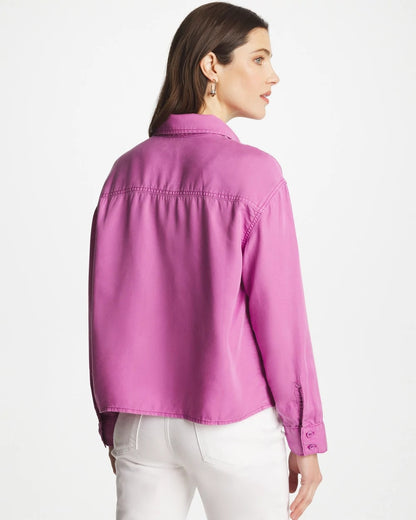 Chico's Classic Collared Denim Shirt Violet Shadow