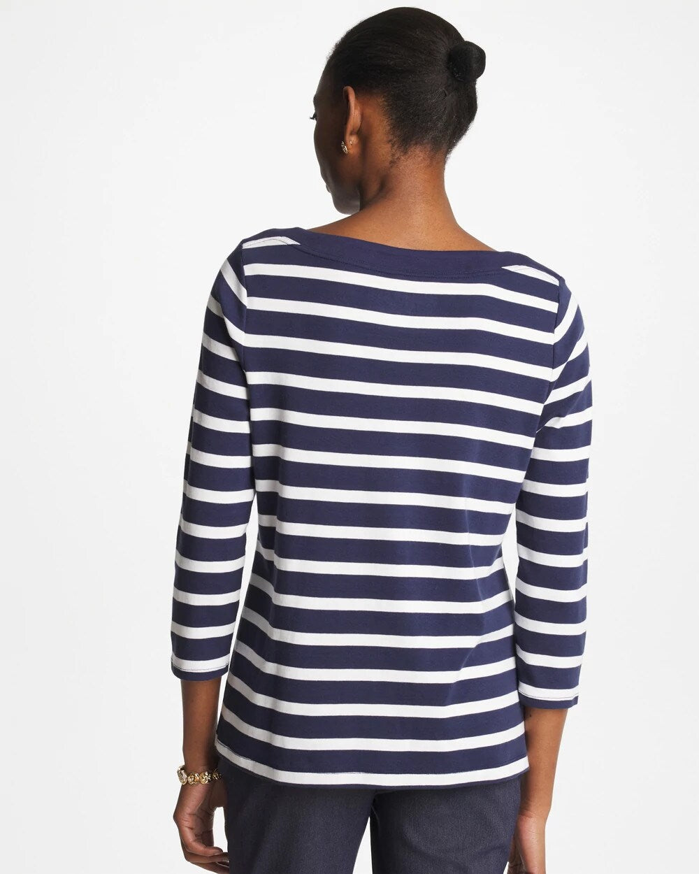 Chico's Pima 3/4 Sleeve Tee Passport Blue