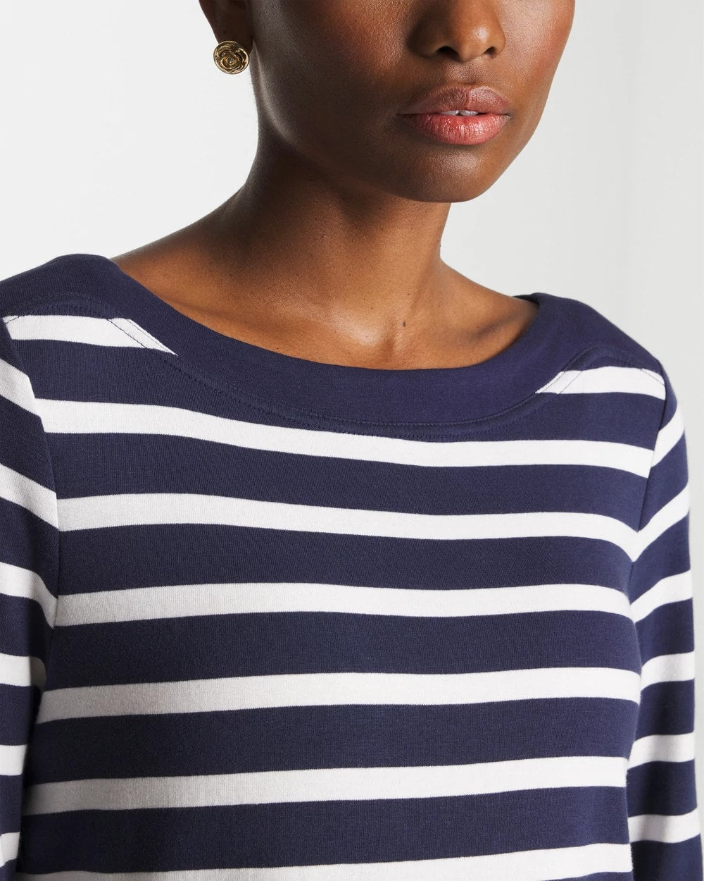 Chico's Pima 3/4 Sleeve Tee Passport Blue