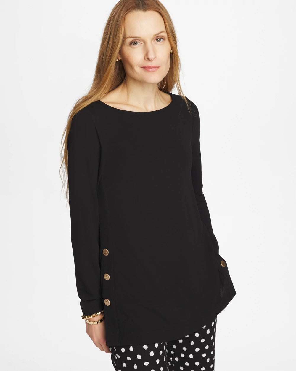 Chico's Matte Jersey Button Tunic Black