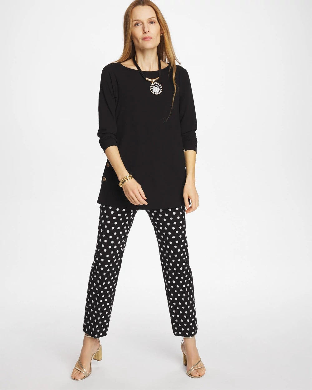 Chico's Matte Jersey Button Tunic Black