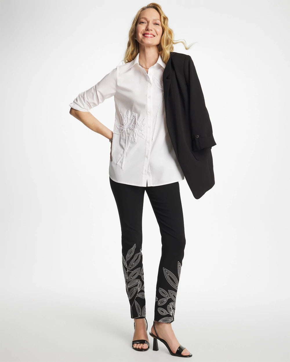Chico's Poplin Soutache Tunic Alabaster