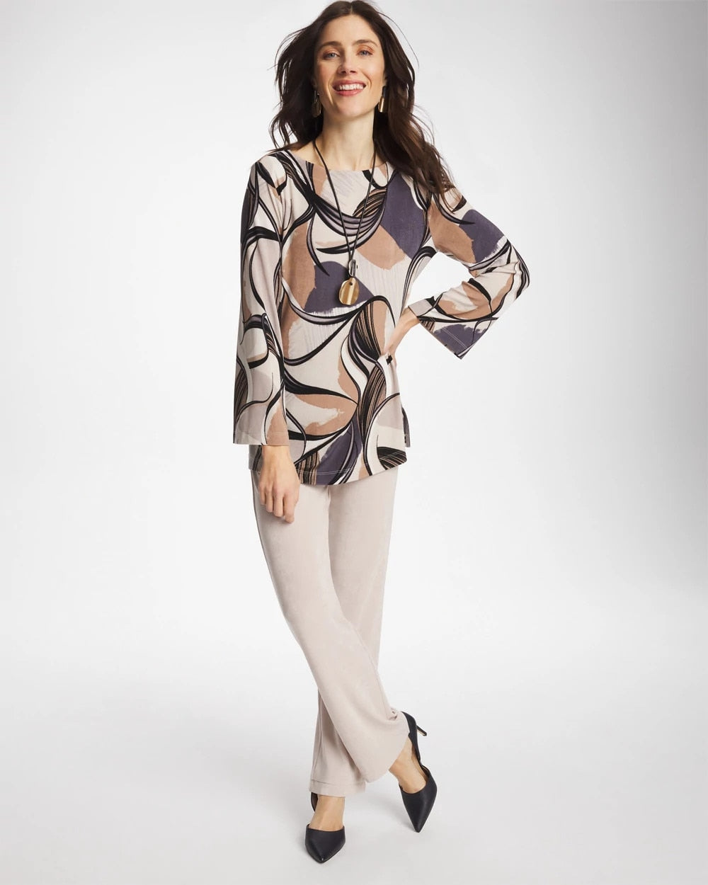Chico's Travelers™ Waverly Bell Sleeve Tunic Soft Slate