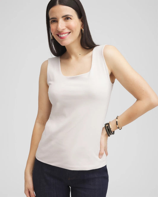 Chico's Contour Cotton™ Square Neck Tank Smokey Taupe
