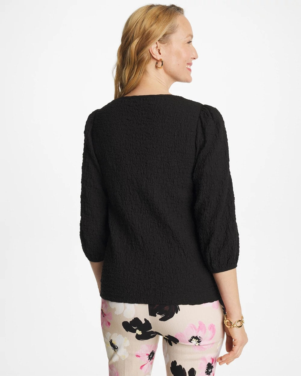 Chico's Textured Feminine Tee Black