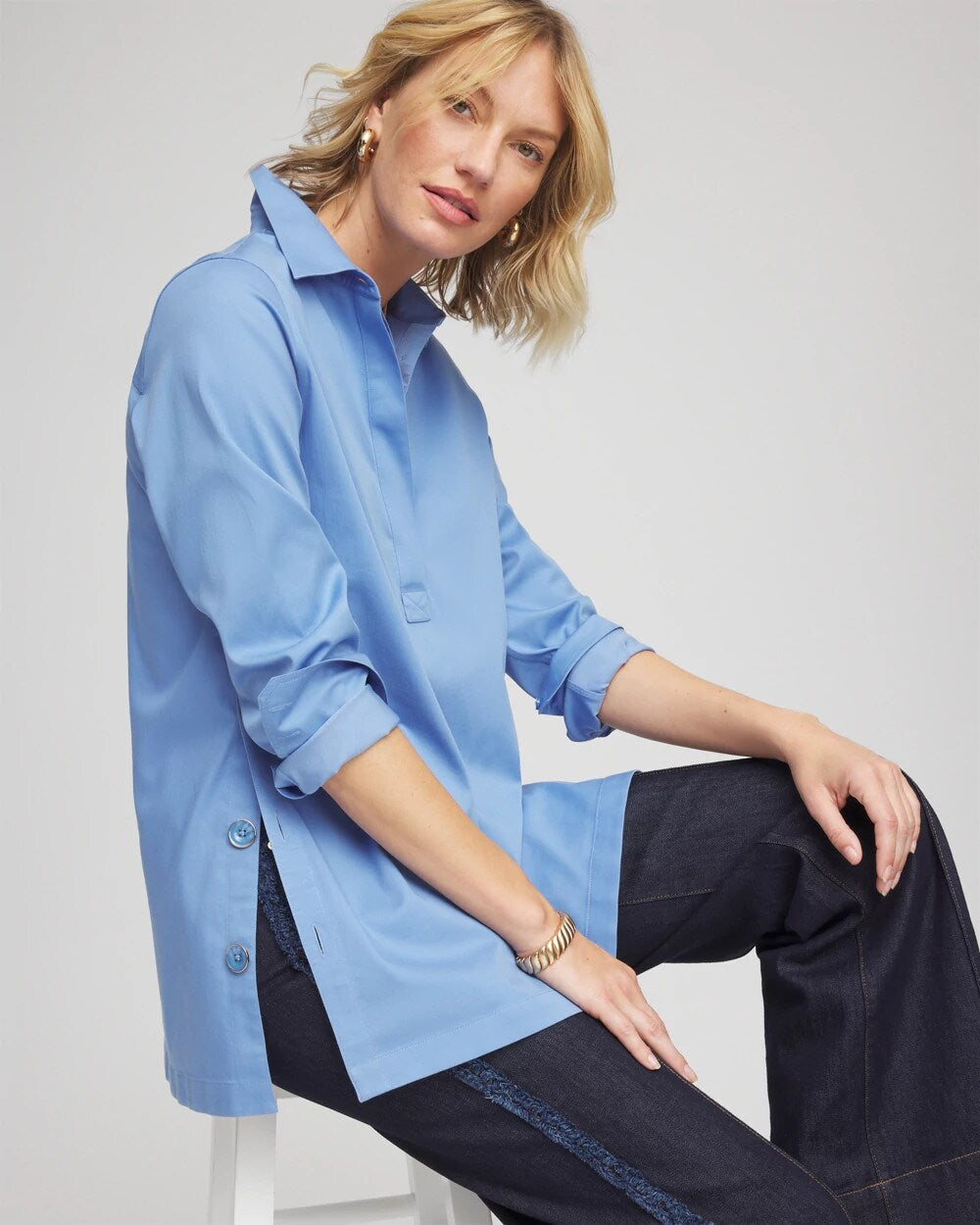 Chico's No Iron™ Stretch Tunic Tidal Blue