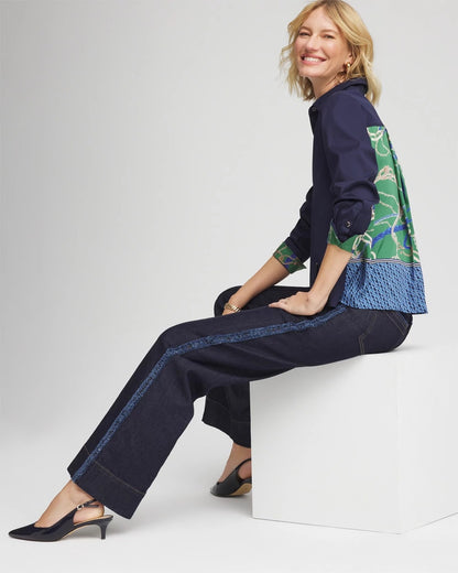 Chico's Rope Status Nautical Shirt Passport Blue