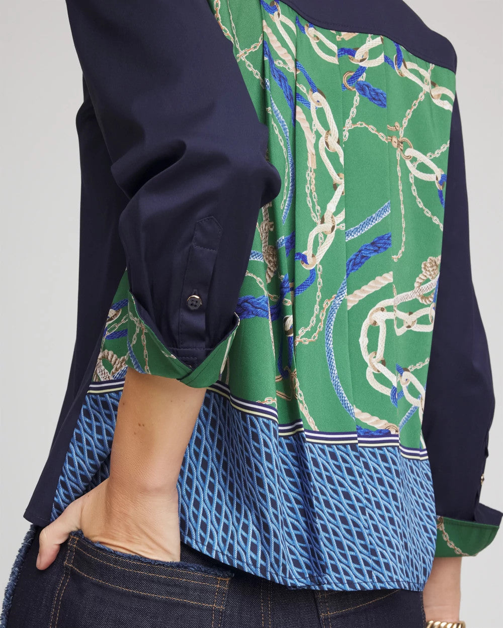 Chico's Rope Status Nautical Shirt Passport Blue